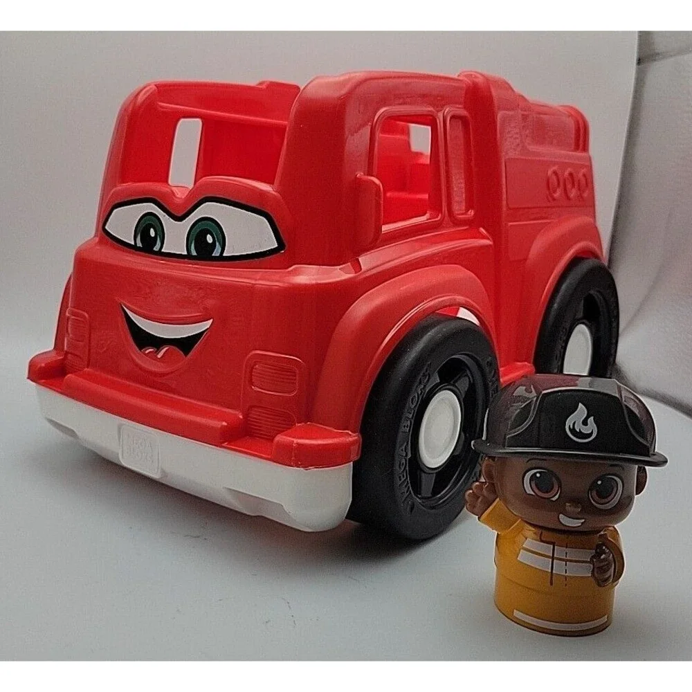 Mega Bloks Freddy Fire Truck Kids Toy Red GXX08 Truck & Buddy Block Only EUC